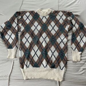 Men's Argyle Sears and Roebuck Vintage Crewneck Sweater - Brown, Green, Cream